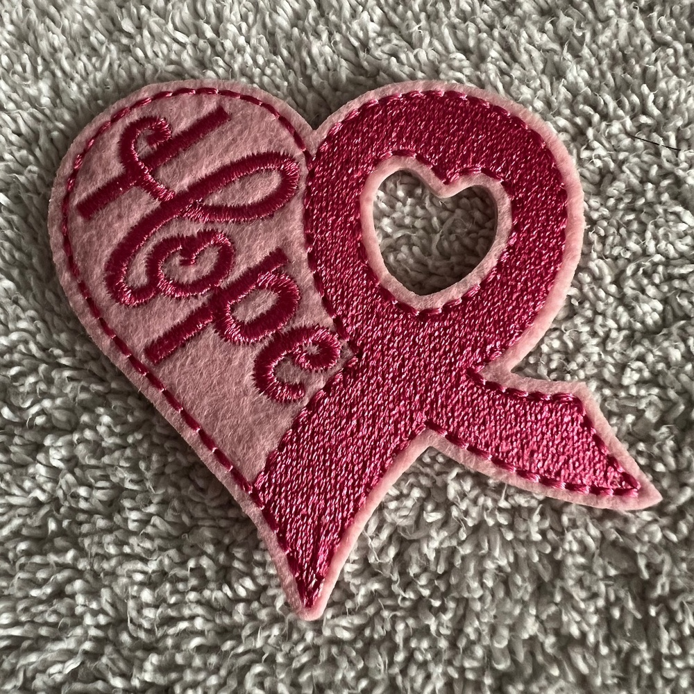Embroidered Breast Cancer Hope Ribbon Patch